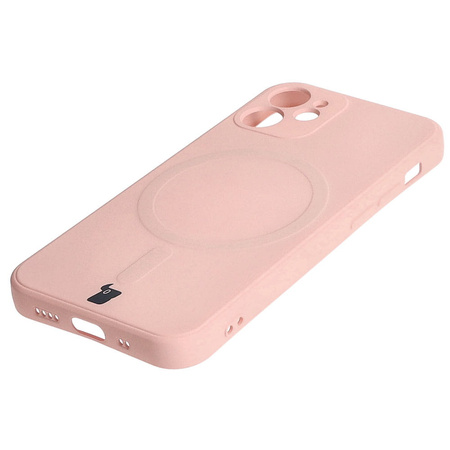 Etui Bizon Case Silicone Magnetic Sq do iPhone 12 Mini, jasnoróżowe