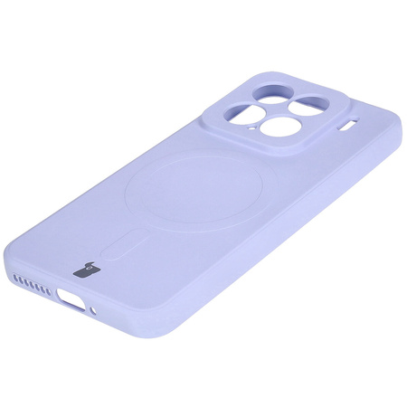 Silikonowe etui z pierścieniem magnetycznym Bizon Case Silicone Magnetic Sq do Xiaomi 15, jasnofioletowe