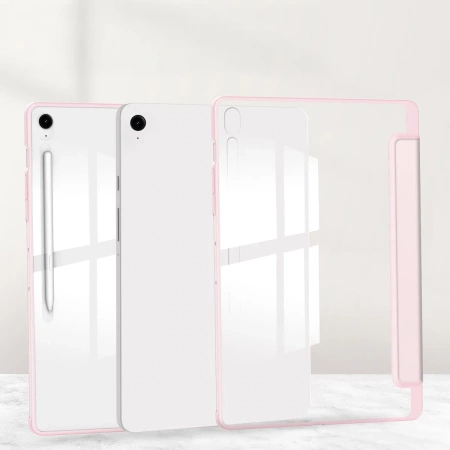 Etui z klapką Bizon Case Tab Clear Matt do Galaxy Tab S10 FE Plus, różowe