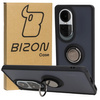 Etui z uchwytem na palec Bizon Case Hybrid Ring do Oppo Reno10 / 10 Pro, przydymione z czarną ramką