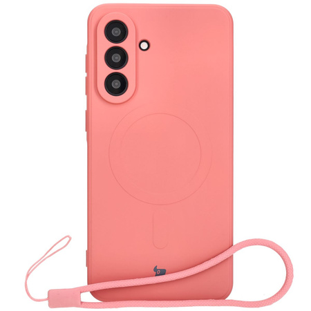 Silikonowe etui z pierścieniem magnetycznym Bizon Case Silicone Magnetic Sq do Galaxy A56 5G, brudnoróżowe