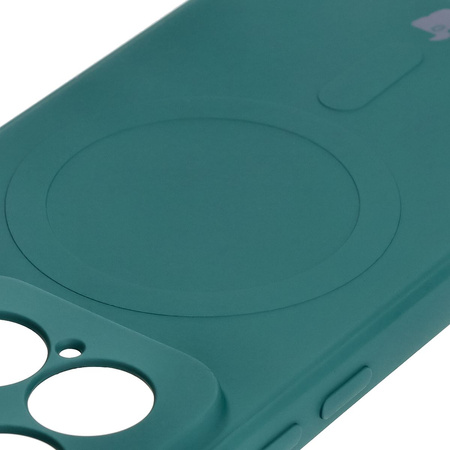 Silikonowe etui z pierścieniem magnetycznym Bizon Case Silicone Magnetic Sq do Xiaomi 15, ciemnozielone