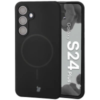 Silikonowe etui z pierścieniem magnetycznym Bizon Soft Case Magnetic do Galaxy S24 Plus, czarne