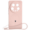Etui Bizon Case Silicone Magnetic Sq do Xiaomi 14 Ultra, jasnoróżowe