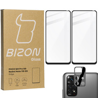 Szkło hartowane Bizon Glass Edge - 2 sztuki + ochrona na obiektyw, Poco M4 Pro 5G / Redmi Note 11S 5G, czarne