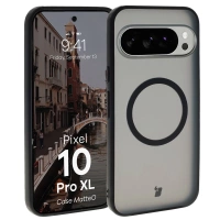 Etui z pierścieniem magnetycznym Bizon Case MatteO do Pixel 10 Pro XL, przydymione-czarne