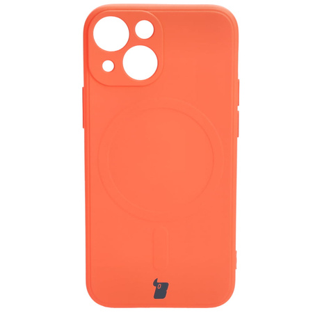 Etui Bizon Case Silicone Magnetic Sq do iPhone 13 Mini, marchewkowe
