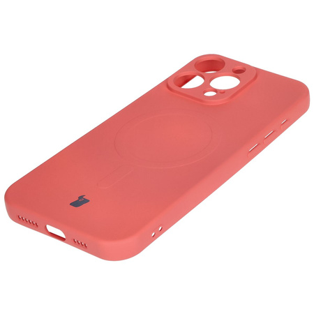 Silikonowe etui z pierścieniem magnetycznym Bizon Case Silicone Magnetic do iPhone 16 Pro Max, brudnoróżowe