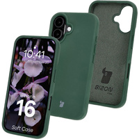 Silikonowe etui Bizon Soft Case do iPhone 16, ciemnozielone