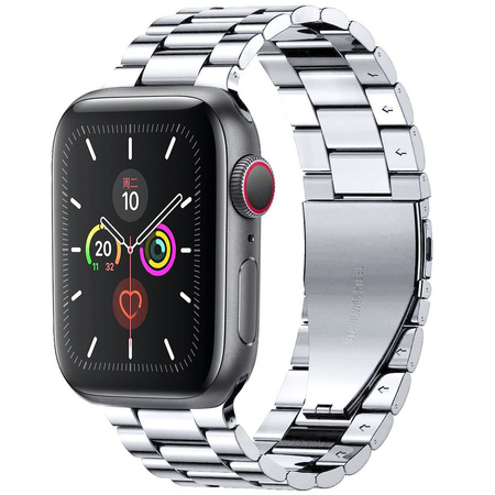 Pasek ze stali nierdzewnej Bizon Strap Watch Aura do Apple Watch 44/45/46/49 mm, srebrny