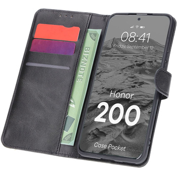 Etui z klapką Bizon Case Pocket do Honor 200, czarne