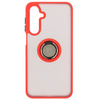 Etui z uchwytem na palec Bizon Case Hybrid Ring do Galaxy A16 4G/5G, przydymione z czerwoną ramką