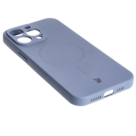 Etui silikonowe z pierścieniem magnetycznym Bizon Case Silicone Magnetic do iPhone 15 Pro Max, szare