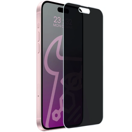 Prywatyzujące szkło hybrydowe Bizon Glass Mule Shadow do iPhone 15 Plus, matowe