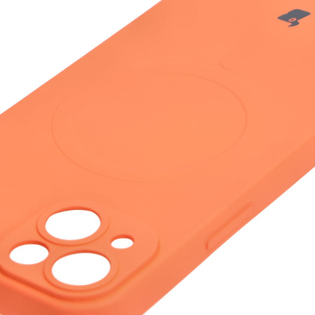 Etui silikonowe z pierścieniem magnetycznym Bizon Case Silicone Magnetic do iPhone 14, marchewkowe