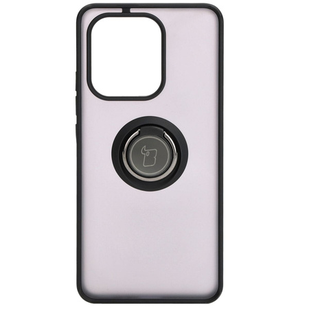 Etui z uchwytem na palec Bizon Case Hybrid Ring do Xiaomi Redmi Note 13 4G, przydymione z czarną ramką