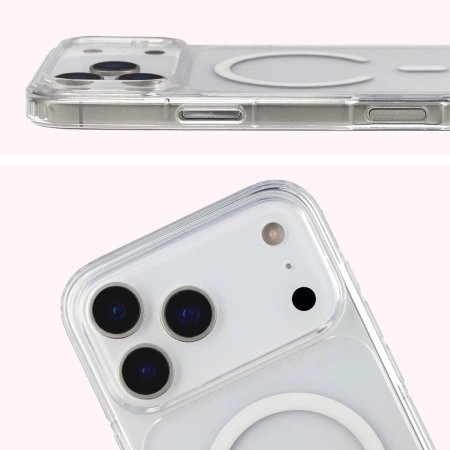 Etui z pierścieniem magnetycznym Bizon Case CrystalO do iPhone 17 Pro Max, przezroczyste