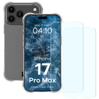 Elastyczne etui + 2x szkło hartowane Bizon Case Clear Pack do iPhone 17 Pro Max
