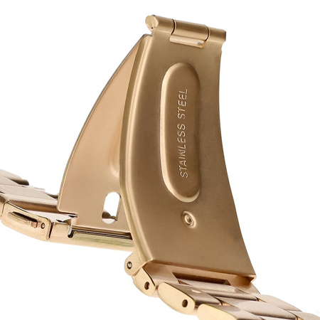 Pasek ze stali nierdzewnej Bizon Strap Watch Aura do Xiaomi Redmi Watch 5/4 / Smart Band 9/8 Pro, różowozłoty