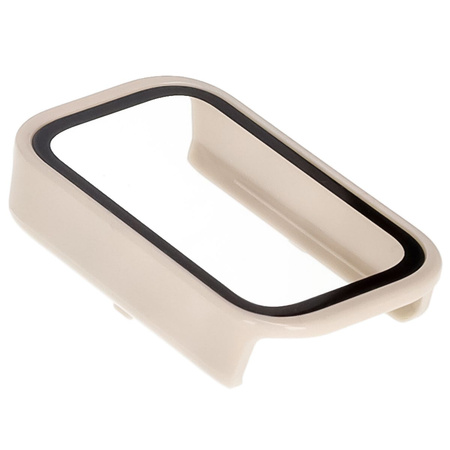 Etui ze szkłem do zegarka Bizon Case Watch Adamo do Xiaomi Smart Band 9 Active / Redmi Band 3, beżowe