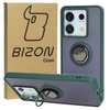Etui z uchwytem na palec Bizon Case Hybrid Ring do Xiaomi Poco X6 / Xiaomi Redmi Note 13 Pro 5G, przydymione z ciemnozieloną ramką