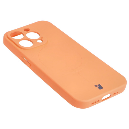 Etui silikonowe z pierścieniem magnetycznym Bizon Case Silicone Magnetic do iPhone 15 Pro, marchewkowe