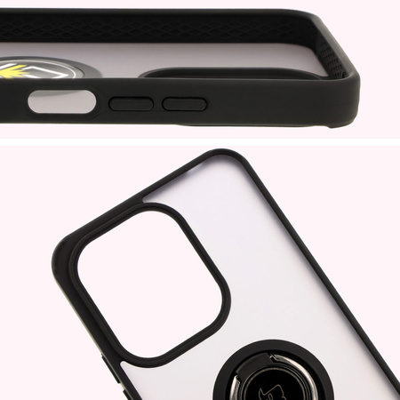 Etui z uchwytem na palec Bizon Case Hybrid Ring do Xiaomi Redmi 13 4G, przydymione z czarną ramką