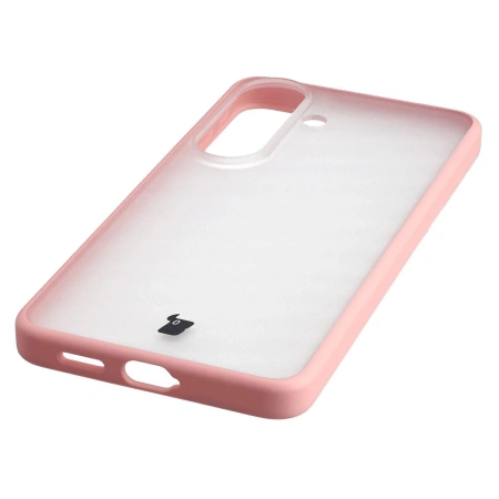 Etui Bizon Case Angelo do Galaxy S26, półprzezroczyste z jasnoróżową ramką