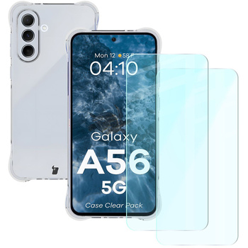 Elastyczne etui + 2x szkło Bizon Case Clear Pack do Samsung Galaxy A56 5G, przezroczyste