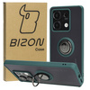 Etui z uchwytem na palec Bizon Case Hybrid Ring do Xiaomi Redmi Note 13 5G, przydymione z ciemnozieloną ramką