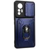 Etui Bizon Case Camshield Card Slot Ring do Xiaomi 12 Lite, granatowe