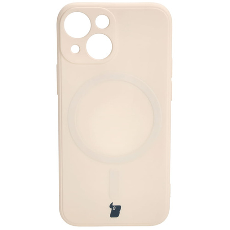 Etui Bizon Case Silicone Magnetic Sq do iPhone 13 Mini, beżowe