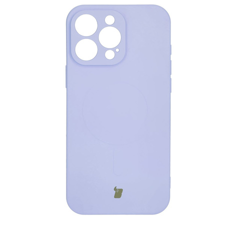 Silikonowe etui z pierścieniem magnetycznym Bizon Case Silicone Magnetic do iPhone 16 Pro, jasnofioletowe