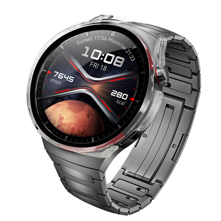 Etui ze szkłem do zegarka Bizon Case Watch Adamo do Huawei Watch 4 Pro Space Edition, przezroczyste