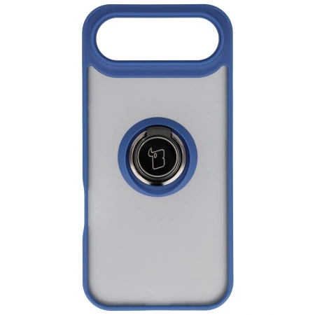 Etui z uchwytem na palec Bizon Case Hybrid Ring do iPhone Air, przydymione z granatową ramką