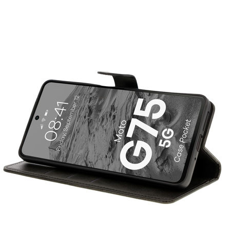 Etui z klapką Bizon Case Pocket do Motorola Moto G75 5G, czarne
