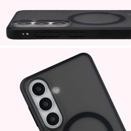 Etui z pierścieniem magnetycznym Bizon Case MatteO do Galaxy S26 Plus, przydymione-czarne