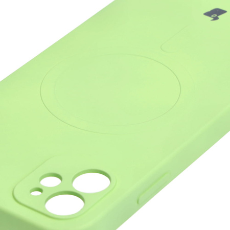 Etui silikonowe z pierścieniem magnetycznym Bizon Case Silicone Magnetic do iPhone 11, jasnozielone