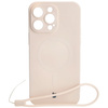Etui silikonowe z pierścieniem magnetycznym Bizon Case Silicone Magnetic do iPhone 14 Pro Max, beżowe