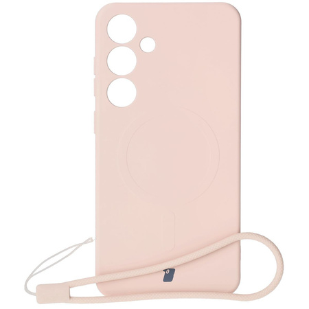 Silikonowe etui z pierścieniem magnetycznym Bizon Case Silicone Magnetic do Galaxy S25 Plus / S24 Plus, jasnoróżowe