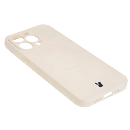 Etui silikonowe z pierścieniem magnetycznym Bizon Case Silicone Magnetic do iPhone 13 Pro, beżowe