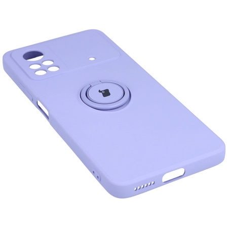 Etui Bizon Case Silicone Ring do Xiaomi Poco X4 Pro 5G, jasnofioletowe