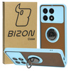 Etui z uchwytem na palec Bizon Case Hybrid Ring do Xiaomi Poco X6 Pro, przydymione z jasnoniebieską ramką