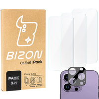 3x Szkło + szybka na aparat Bizon Clear 2 Pack do iPhone 16 Pro