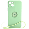 Etui Bizon Case Silicone Ring Sq do iPhone 15 Plus, jasnozielone