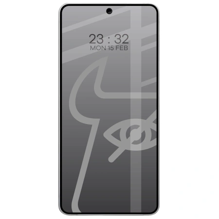 Prywatyzujące szkło hartowane Bizon Glass Edge Shadow do Galaxy S26 Ultra, przyciemniane z czarną ramką