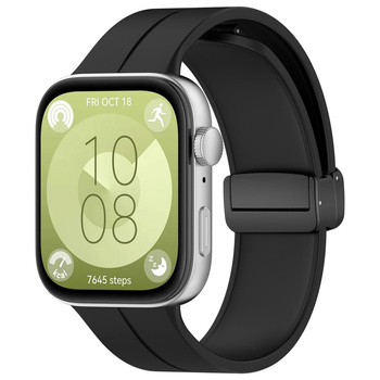 Silikonowy pasek Bizon Strap Watch Silicone L do Huawei Watch Fit 4 Pro/Fit 4/Fit 3, czarny