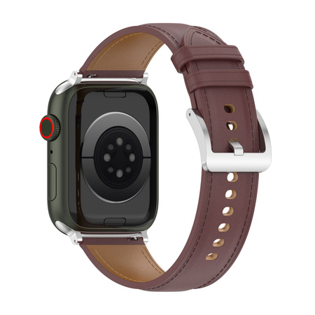 Skórzany pasek Bizon Strap Watch Casual do Apple Watch 38/40/41mm/S10 42mm, ciemnobrązowy