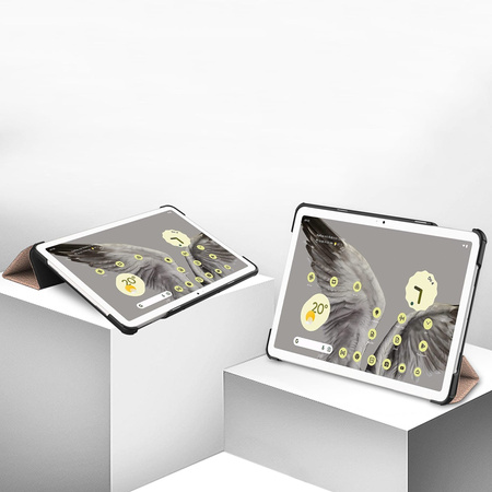 Etui Bizon Case Tab Croc do Google Pixel Tablet, różowozłote