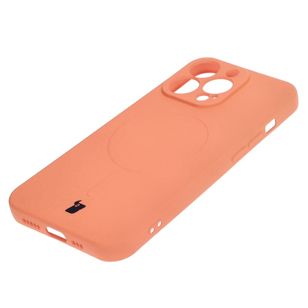 Etui silikonowe z pierścieniem magnetycznym Bizon Case Silicone Magnetic do iPhone 13 Pro, marchewkowe